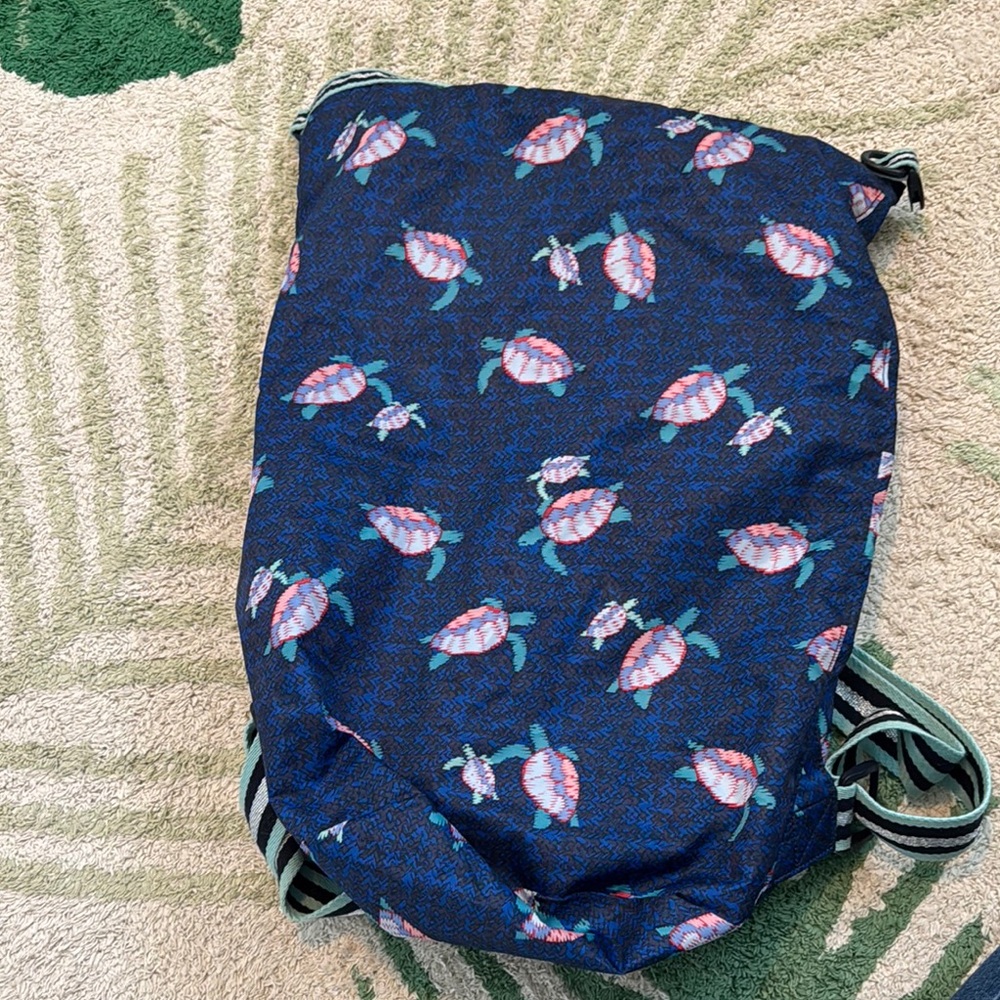 Vera Bradley Blue Floral  Backpack with clasp - Picture 3 of 5